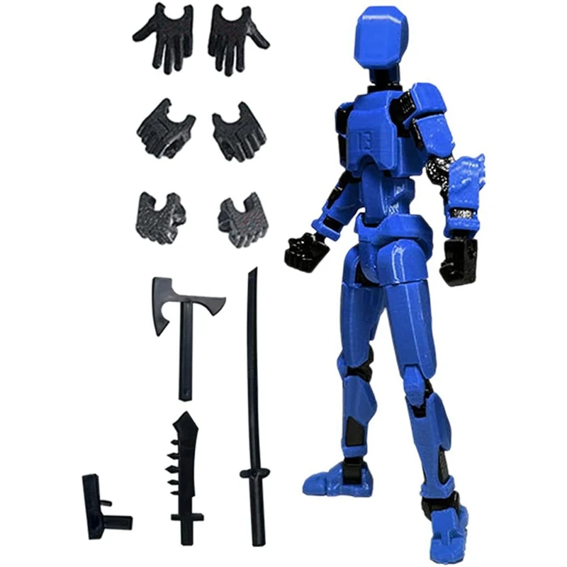 Robot Action Figure com Articulação Completa, 3D Impresso, Stop Motion Animation, Azul