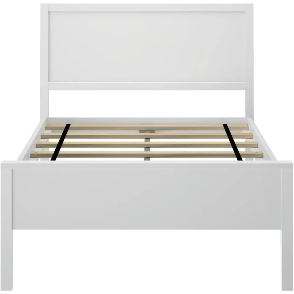 إطار سرير مزدوج ماكس آند ليلي مع لوح رأسي، خشب متين، أبيض #5