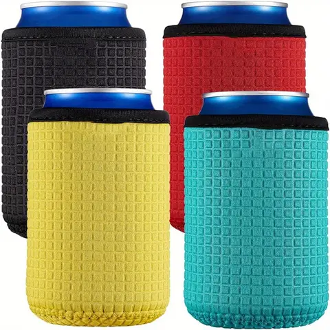 4pcs/pack 12oz Can Sleeve Insulated Sleeve Can Cover 12oz Beer Bottle Sleeve Cooler Holder Non-slip Cooler Sleeve