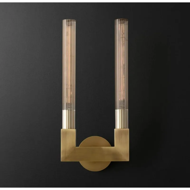 

Loft America Country LED Wall Lamp Sconce Copper Glass Beside Bedroom Living Room Bathroom Mirror Light Applique Murale