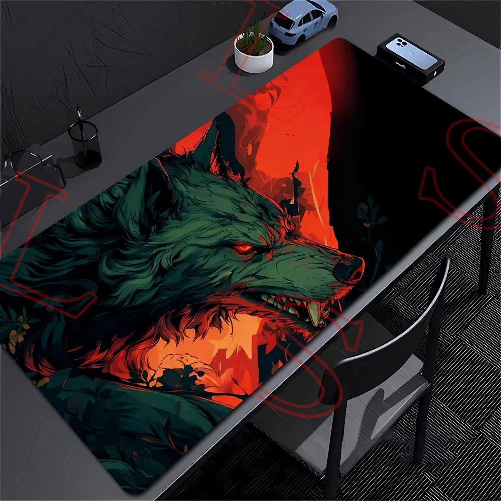 

Large gaming mouse pad black and white wolf pack king design sliding PC laptop xxl desk office accessories mouse pad