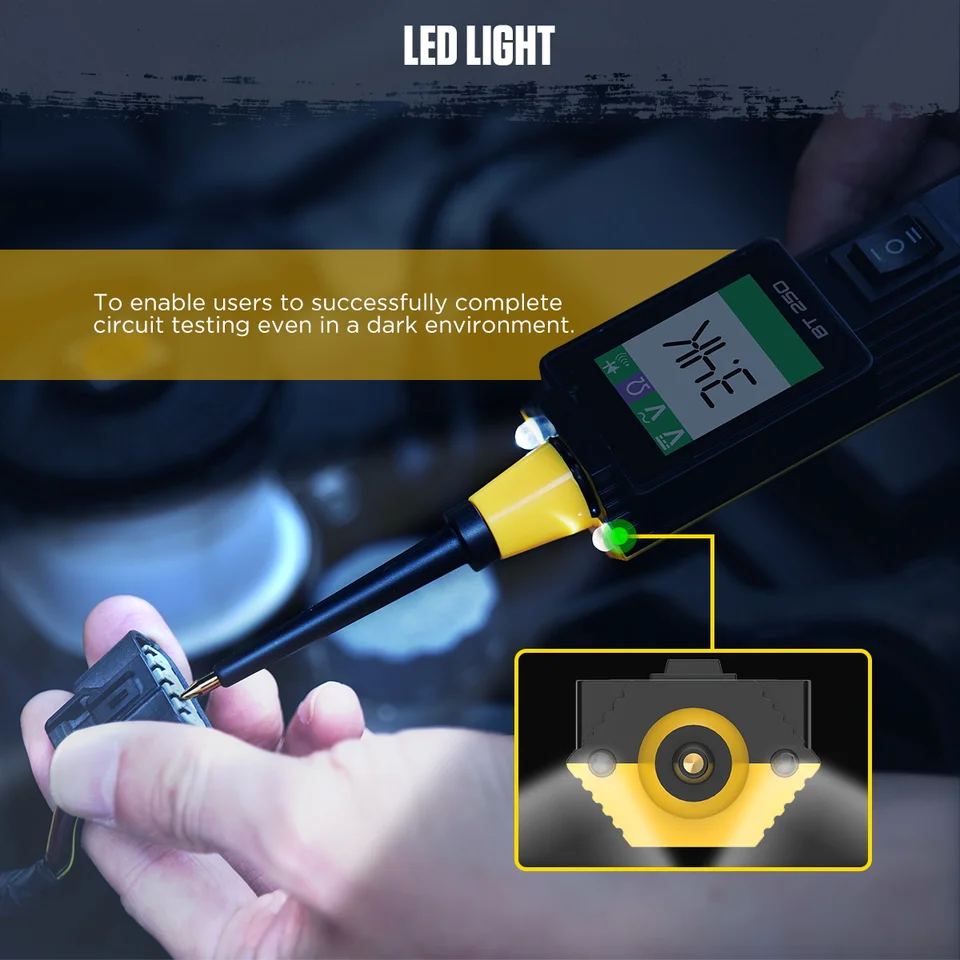 AUTOOL BT250 Electrical Circuit Tester – 12V/24V Diagnostic Probe With Digital Display