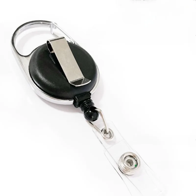 

1pc Round Retractable Badge Reel Keychain Work Pass Card Clip Easy Pull ID Tag Working Permit Clip Anti-lost Badge Reels