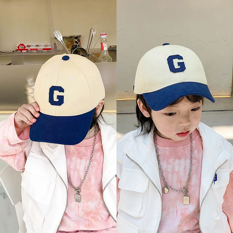 

Детская бейсболка с буквой C, модная, с цветовыми блоками, для мальчиков и девочек 4-10 лет, уличная, солнцезащитная, с козырьком