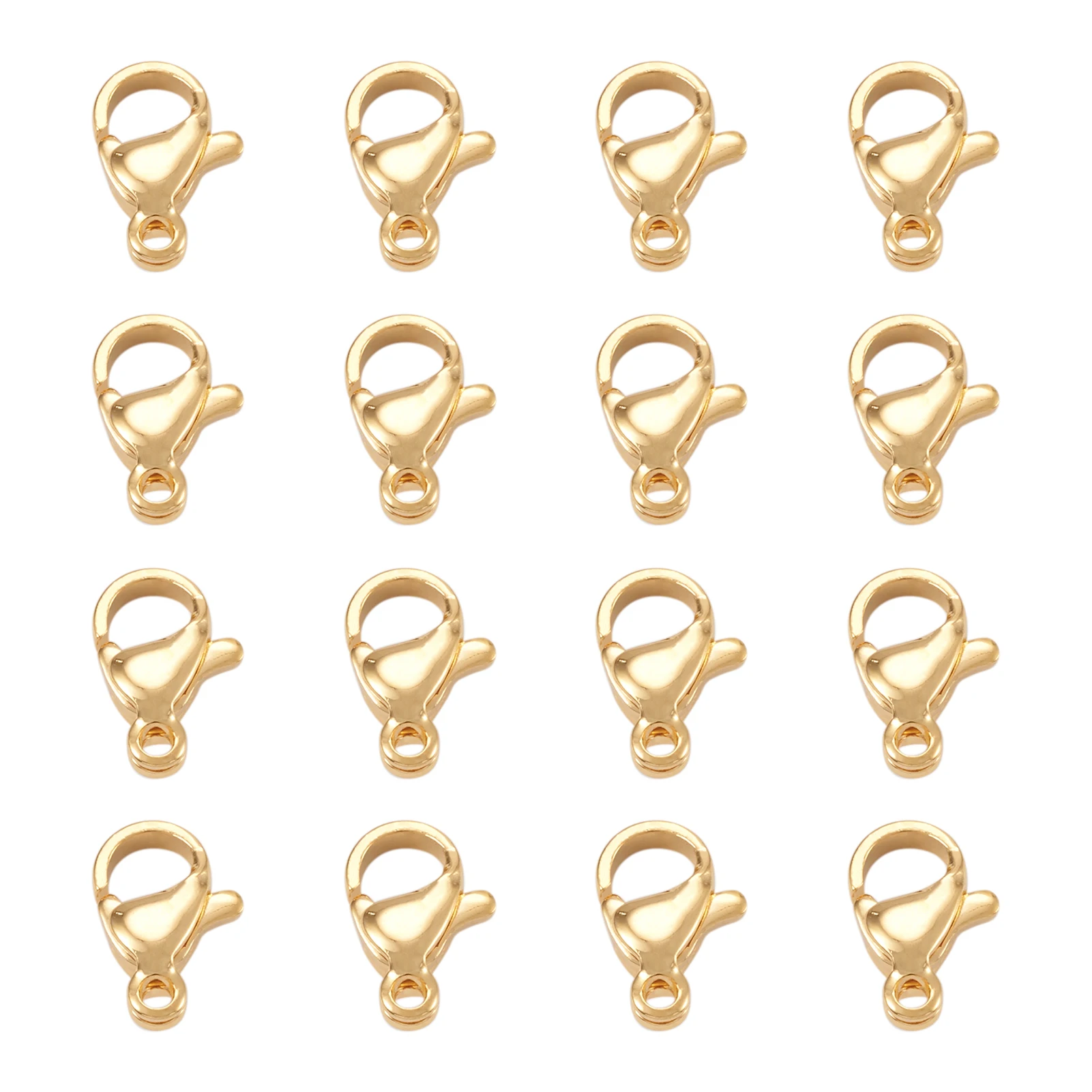 100pcs 304 Stainless Steel Lobster Claw Clasps Parrot Trigger Clasps Hooks Real 24K Gold Plated for DIY Jewelry Making Connector