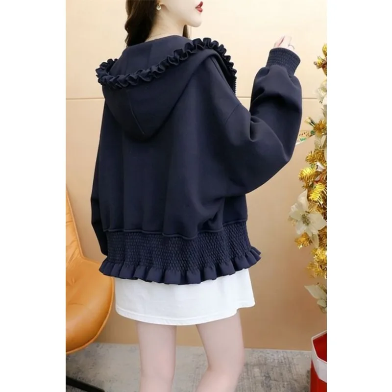 Korean Loose Hooded Jacket Women's 2026 Spring and Autumn Fashion Zipper Top