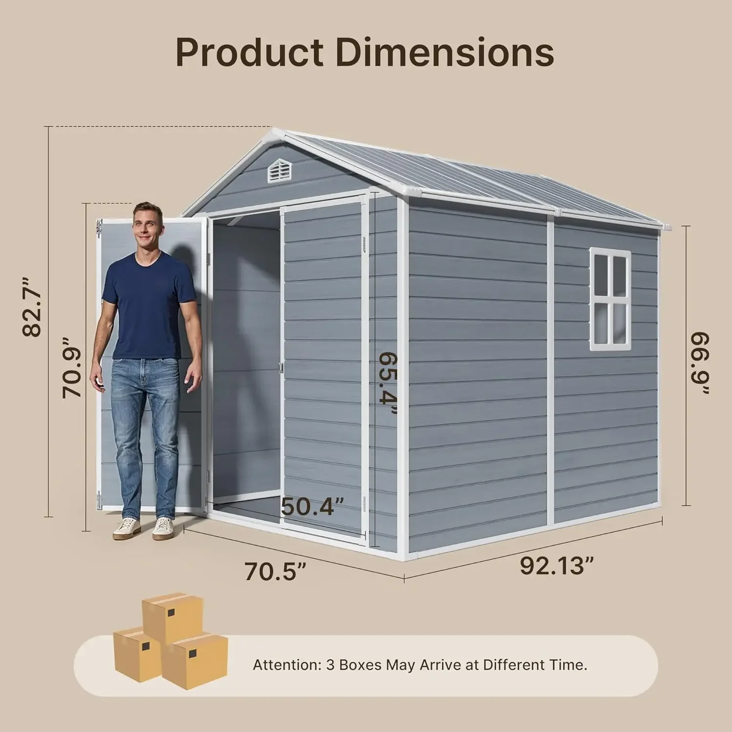 Outdoor Plastic Storage Shed with Reinforced Steel Frame, All-Weather Waterproof Resin Construction, Lockable, Custom
