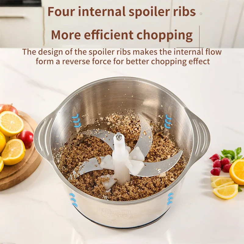 مفرمة اللحم الكهربائية 5 لتر كروشر من الفولاذ المقاوم للصدأ متعددة الوظائف معالج تقطيع الخضراوات الخلاطات عملية أغذية الأطفال