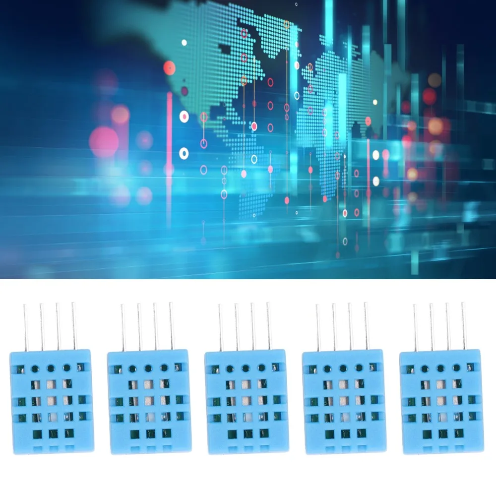 5PCS Digital Temperature & Humidity Sensor -20 to 60°C 3.3V-5.5V DHT11 Module Greenhouse Standard 5 to 95% RH