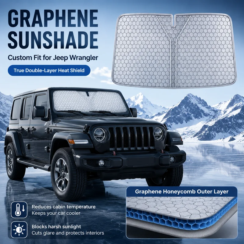 Graphene Windshield Sunshade For Jeep Wrangler Custom Fit Car Sunshade UV Protection Auto Accessories
