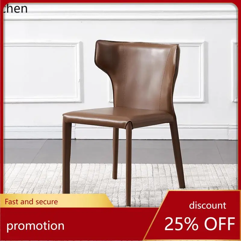 

YFY Saddle Leather Dining Chair Minimalist Desk Backrest Dining Table Chair
