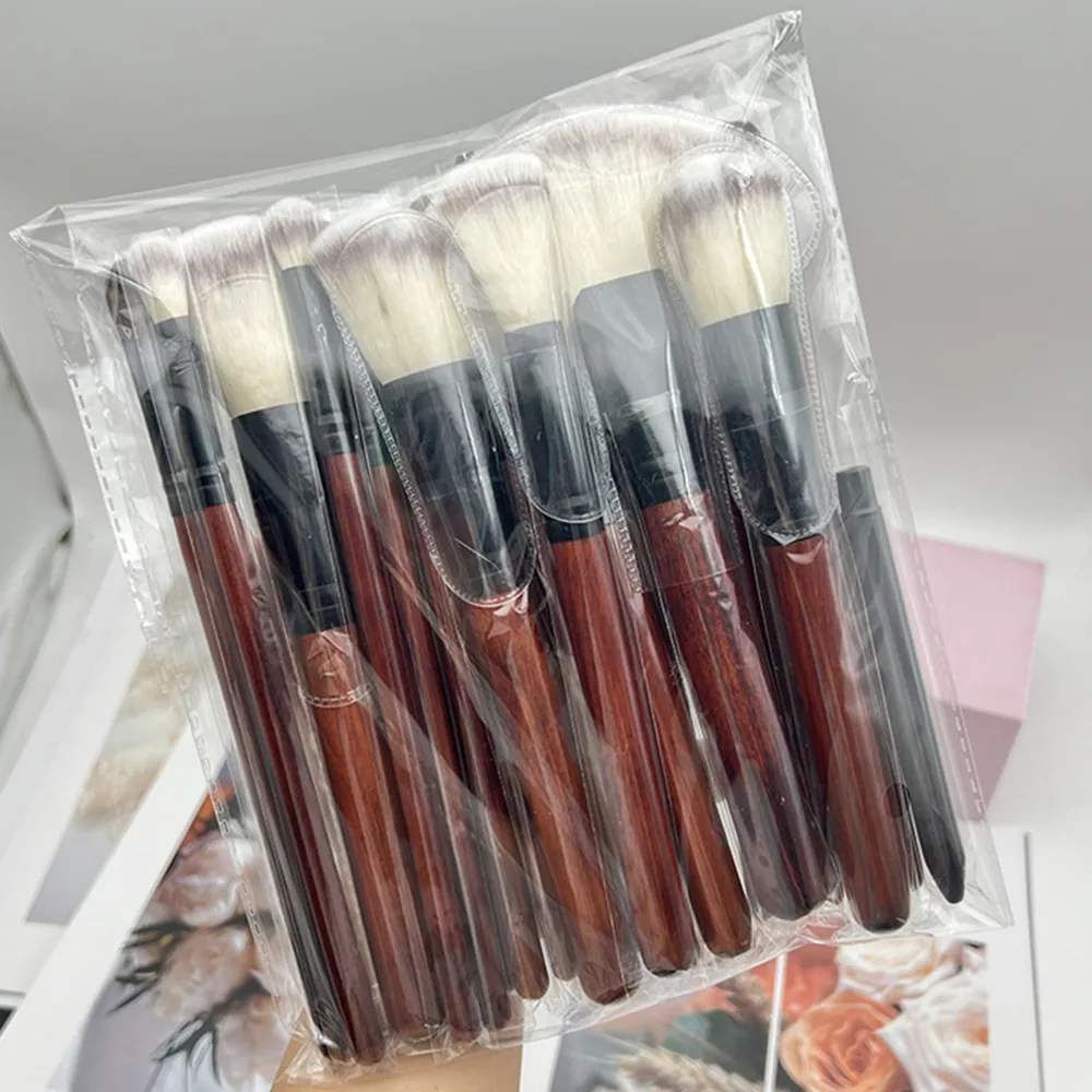 26 Pcs Professional Wooden Makeup Brushes Set with Leather Bag Foundation Eyeshadow Eye Lip Face Make Up Brush for Beauty Tools