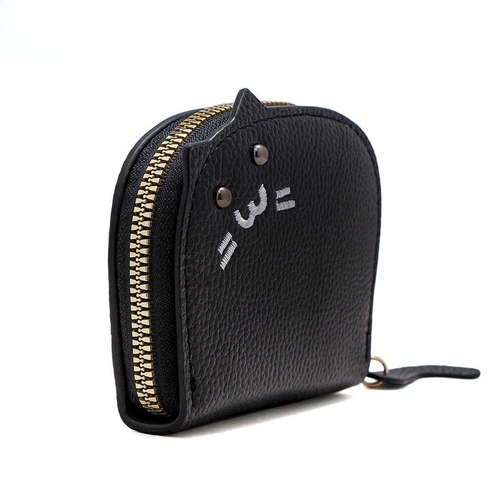 Elegant Women Small Wallet Coin Purse Card Holder Female Hand Wallet Cute Cat Girl PU Leather Mini Purse with Card Slot