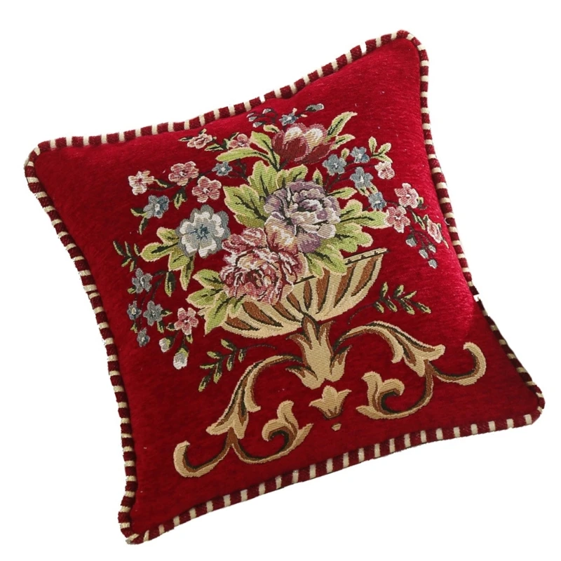 D0AD Embroidery Cushions Case Durability Pillowcase Easily Care Feel Christmas Decors