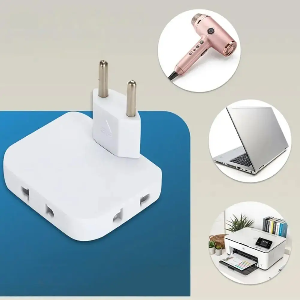 European Standard 1 to 3 Adapter Plug Compatible with Type-C/E/F Sockets, for Charging Multiple Devices Simultaneously