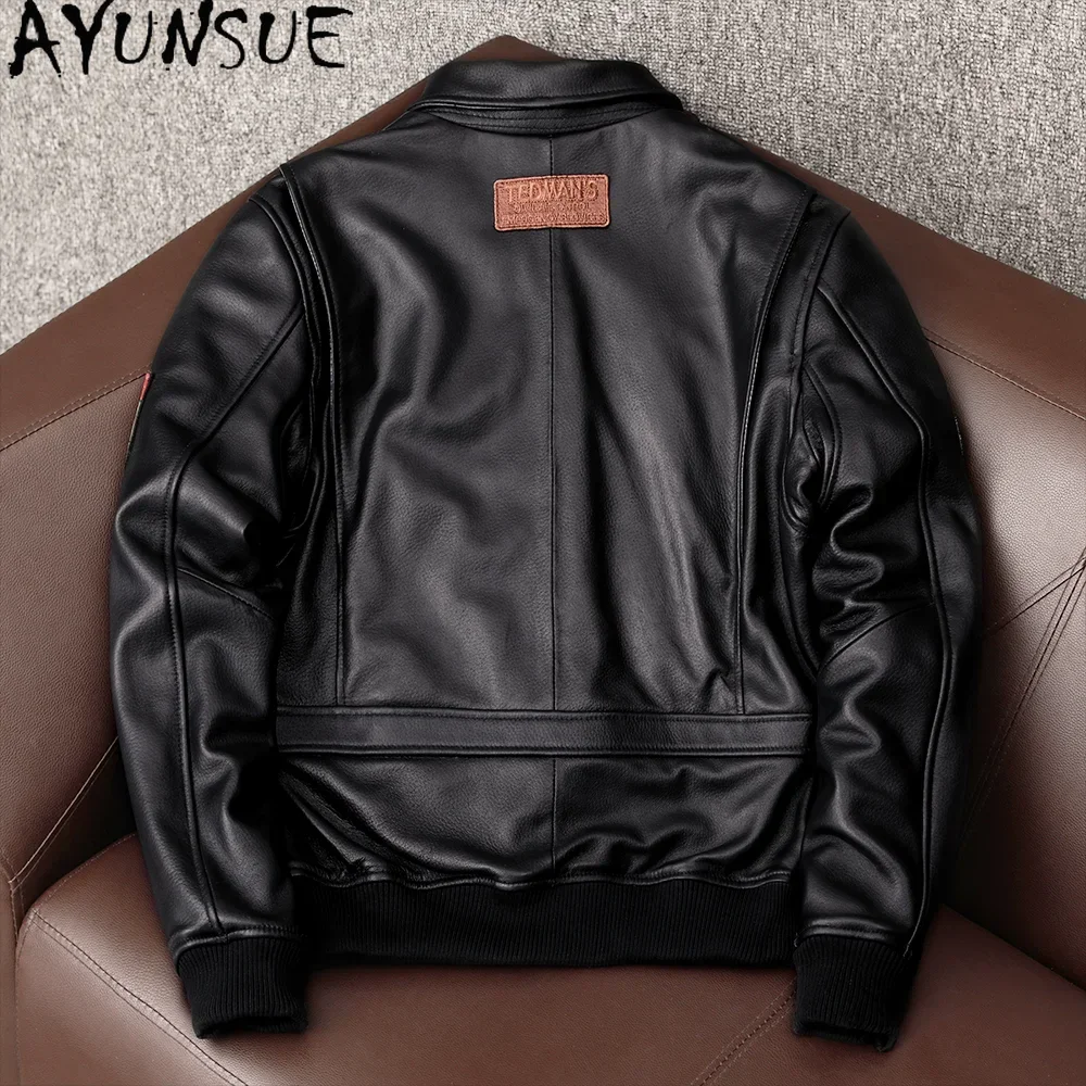 AYUNSUE chaqueta de cuero para hombre invierno otoño 2025 chaquetas de cuero genuino abrigos de piel de oveja auténtica chaqueta Bomber ropa delgada y bonita