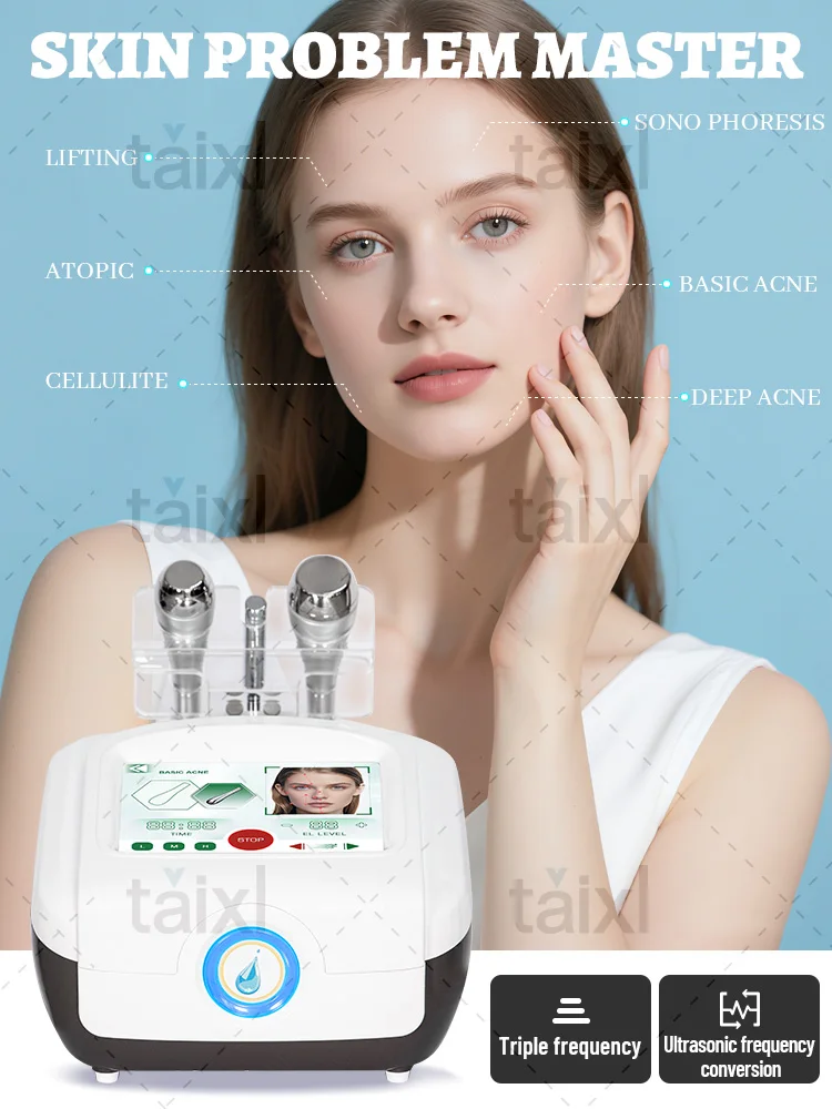 Professional 1Mhz 3Mhz 10Mhz Triple Frequency Electroporation Facial Machine Skin Whitening Wrinkle Removal Anti Aging Machine