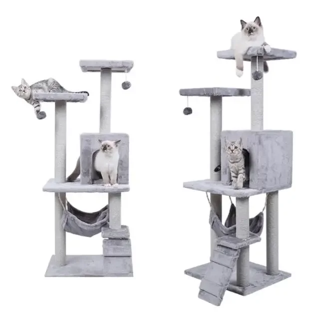 Wholesale customize natural  sisal rope wrapped cat tree for cat scratching cat climbing tree