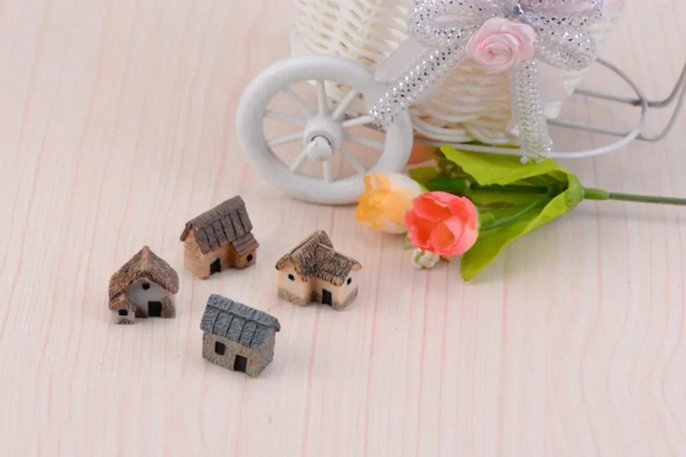 Mini-Hausstatue aus Harz, ideal zur Dekoration von Puppenhäusern, für den Bau eines kleinen Feengartens, zur Dekoration von Bonsai und Sukkulenten, ein kreatives kleines Geschenk. – Detail 4
