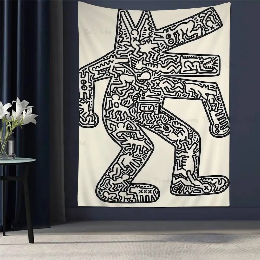 

Cartoon Keith Printed Large Wall Tapestry Hanging Tarot Hippie Wall Rugs Dorm Home Decor