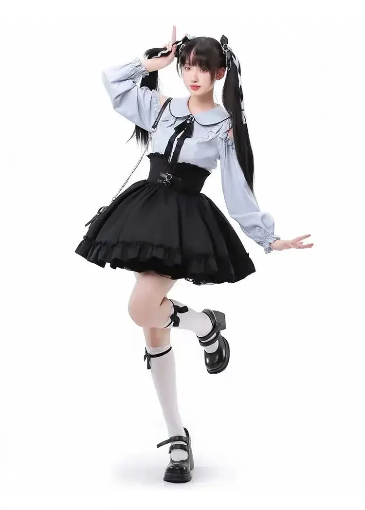 NONSAR Mode Hoge Taille Slanke Rokken Vrouwen Lolita Kawaii Gothic Zwarte Elegante Mini Plooirok Tutu Ruches A-lijn Y2k Rok