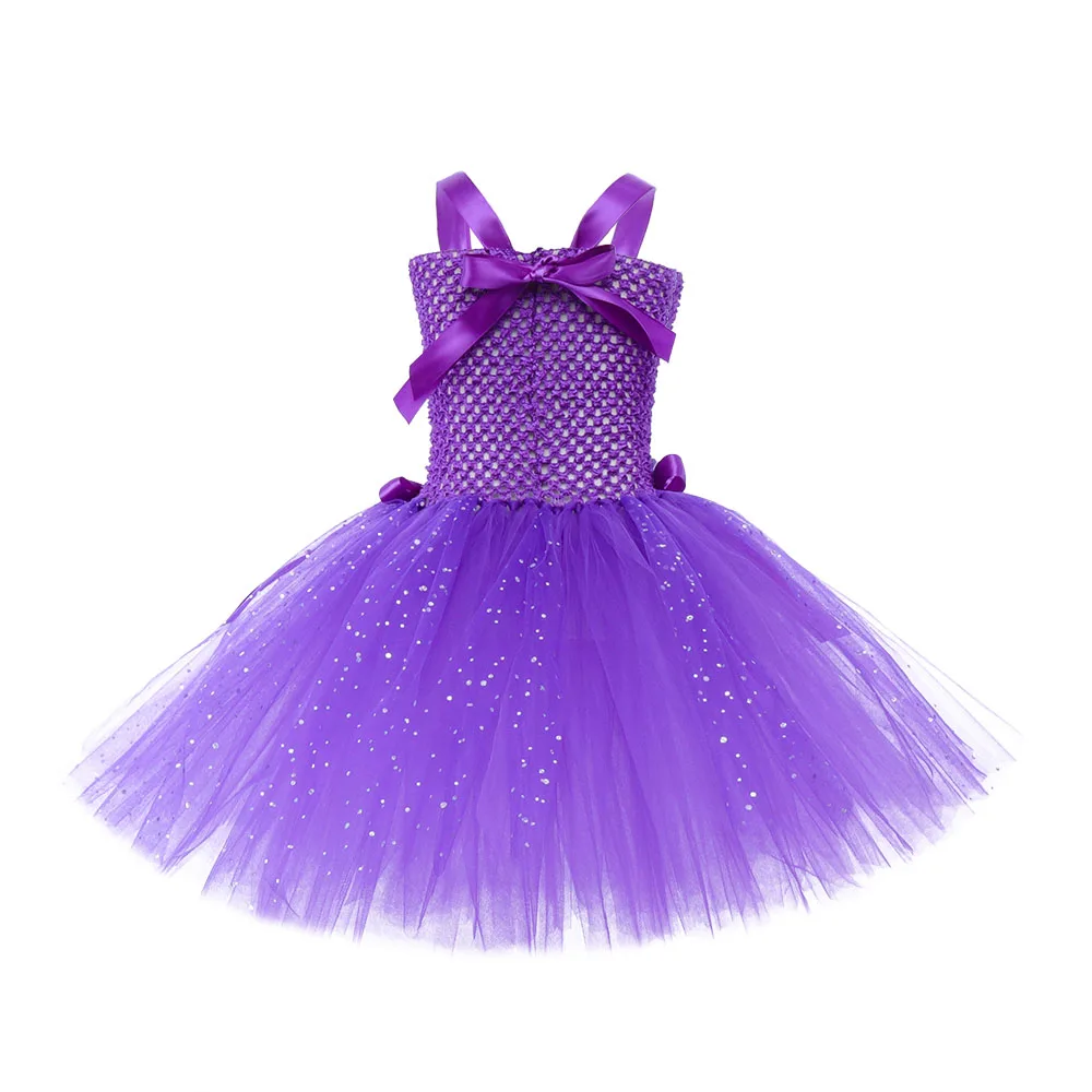 Sparkly Purple Fairy Tutu Dress with Wings Princess Magic Butterfly Dress Up Fantasy Costume Baby Kids Birthday Party Dresses