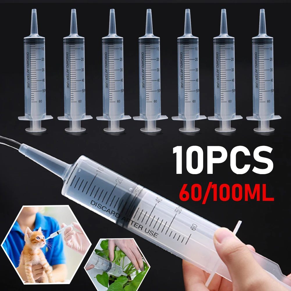 60ml/100ML Feeding Syringe Glue Filling Enema Syringe Nutrient Sterile Without Needle Watering for Industrial Hydroponics