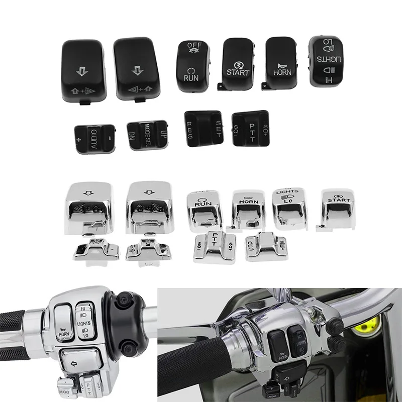 

10PCS Hand Control Switch Housing Cap for Harley Touring Motorcycle - Button Switch Cap Kit, Durable Keypad Cover Accessories