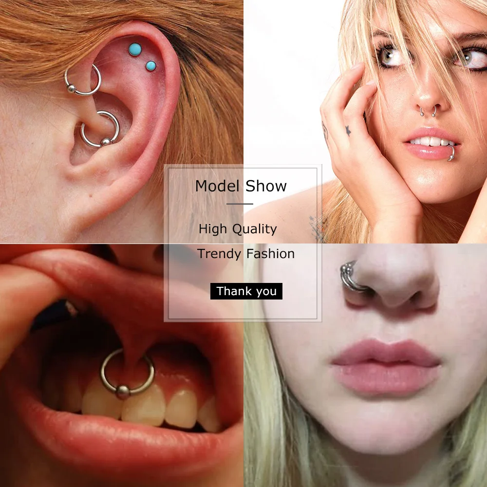 1 Pc Surgical Steel Ball Hoop Earrings Captive Bead Ring BCR Ear Bone Nail Clip Septum Helix Cartilage Body Piercing Jewelry