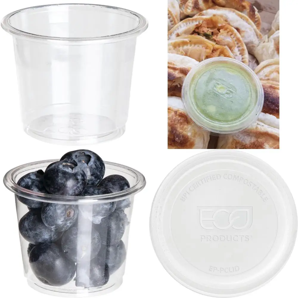 

эко-продукты, компостируемые прозрачные пластиковые маленькие порционные стаканчики на 1 унцию, футляр из 5000 штук, круглые контейнеры для холодных продуктов, обновляемые растения-бас