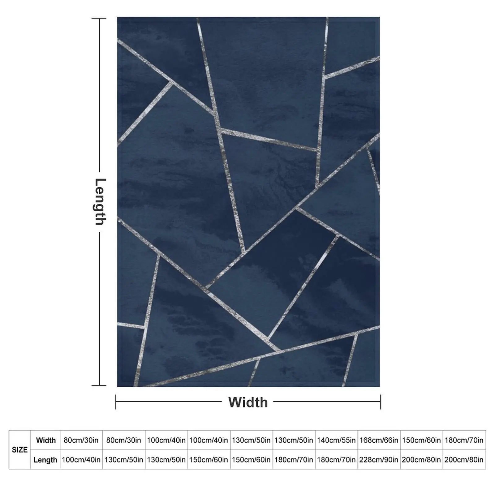 Midnight Navy Blue Ink Silver Geometric Glam #1 #geo #decor #art Throw Blanket
