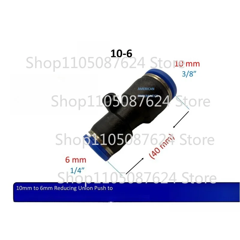 YYY  20 Pcs  For QS 10-6 10mm to 6mm Reducing Union Push to Connect Air Line Fitting