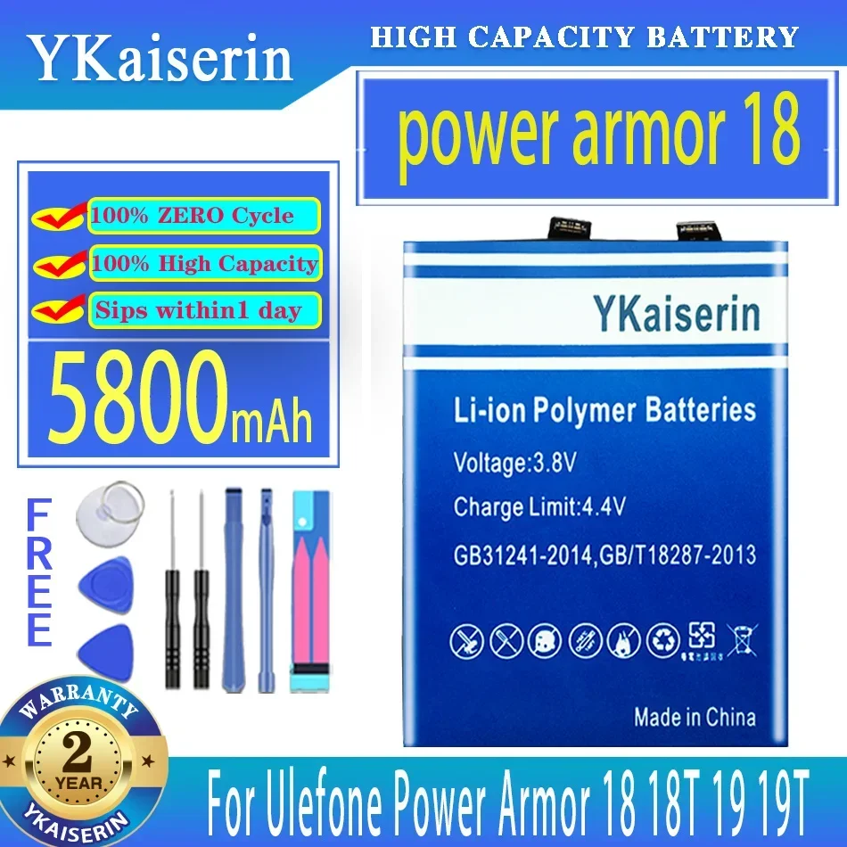 

YKaiserin 5800mAh Replacement Battery power armor18 For Ulefone Power Armor 18 18T 19 19T Armor19 Mobile Phone Batteries