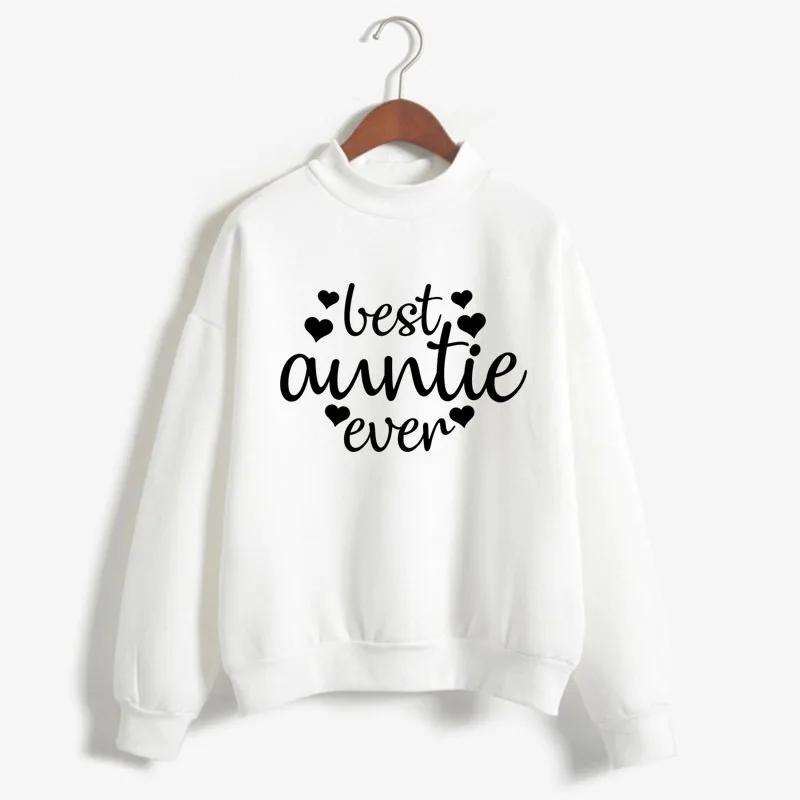 Best auntie ever Print Women Sweatshirt Korean O-neck Knitted Pullover Thick Autumn Winter Candy Color Loose women Clothes