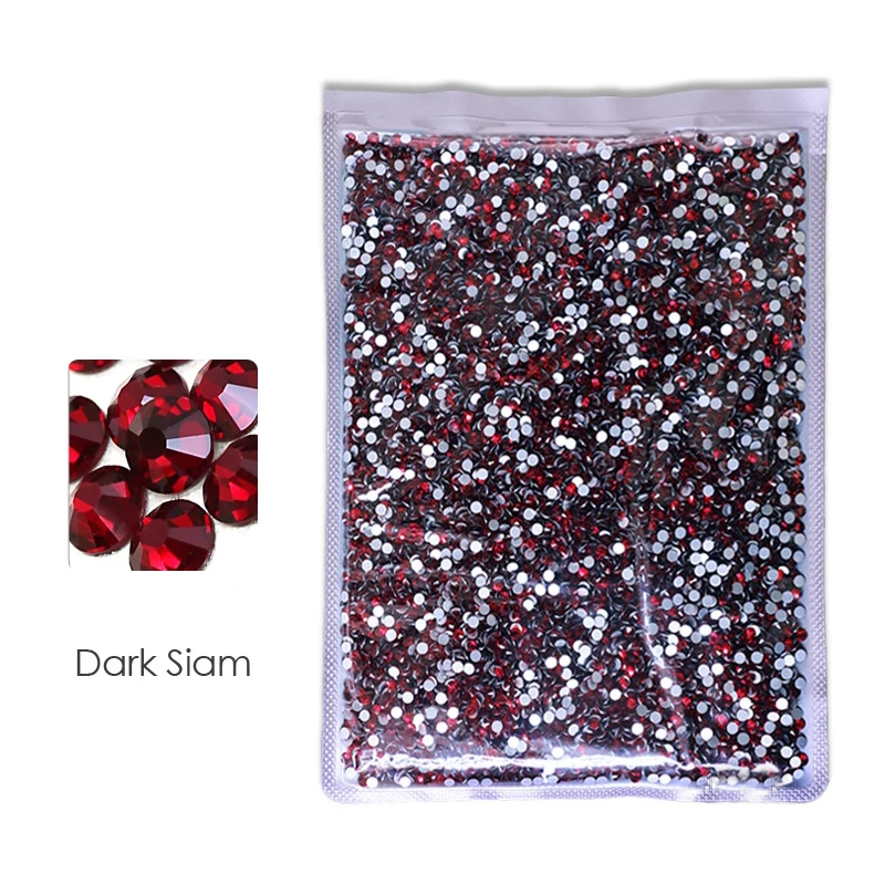 TC оптовая продажа Dark Siam 1440-14400 шт. Высокое качество прозрачные с розовой нижней частью 3D украшения для ногтей стразы с плоской задней частью горный хрусталь