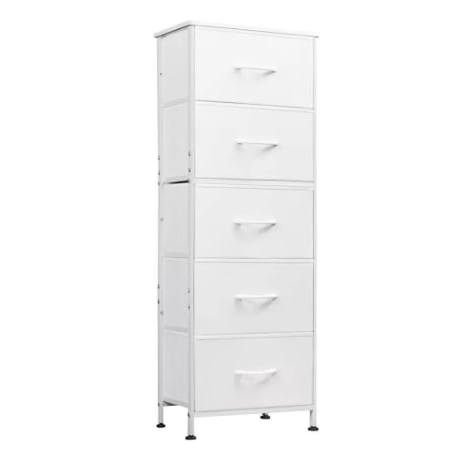 

Fabric Dresser 5-Drawer Tall Dressers for Bedroom Storage Dresser Organizer with Fabric Bins Wood Top Sturdy Steel Frame Chest
