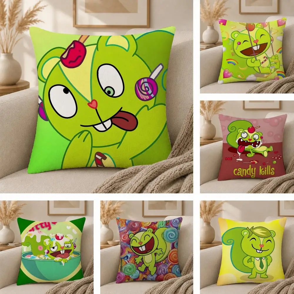 N-Nutty H-Happy Tree F-Friends Cushion Cover  Plush Fabric Soft Double Sided Print Sofa Cushion Cover Throw Pillow Covers