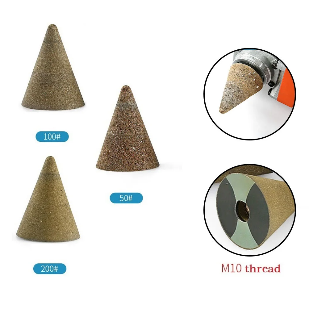 Conical Diamond Grinding Wheel Bits M10 Thread Diamond Chamfer Countersink Bits Cone Carve Polishing Grinding Wheel 50/100/200