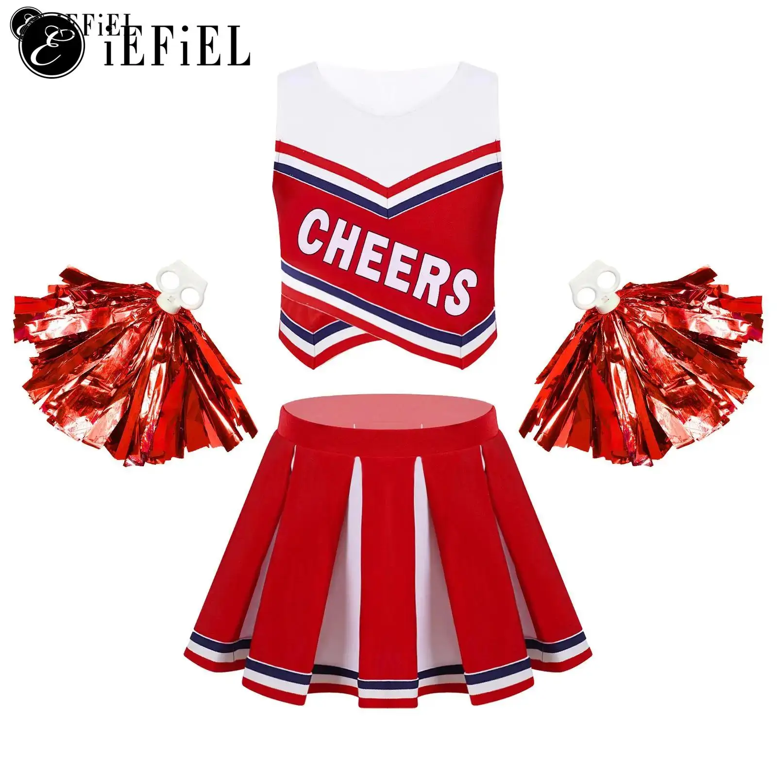 Meisjes Cheerleader Kostuum Outfit Middelbare School Muzikale Cheerleading Uniform Sets Halloween Cosplay Party Jurk Balzaal Dress-Up