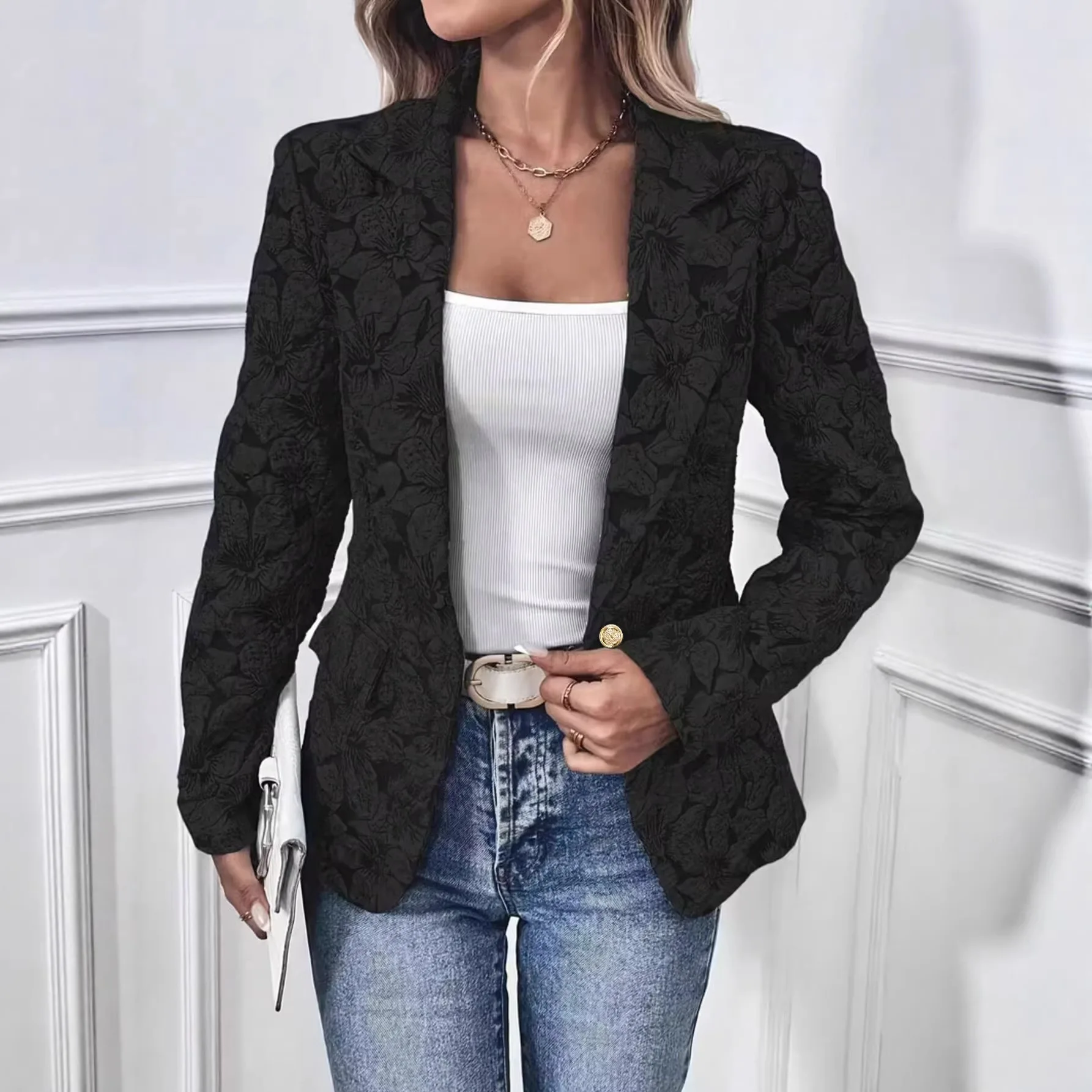 New European and American style women's fashionable and elegant slim-fitting blazer