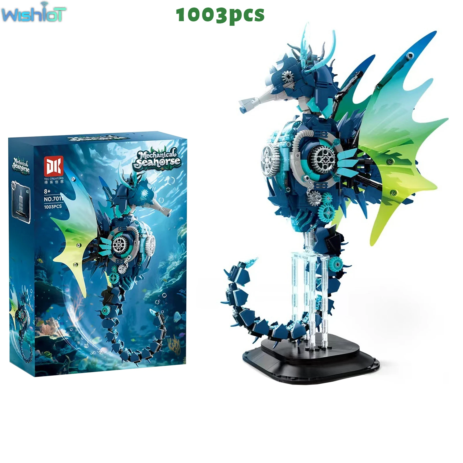 

1003 шт. механический морской конек с подставкой, строительные блоки, имитация морских животных, модель в сборе, игрушки, настольные украшения, праздничный подарок