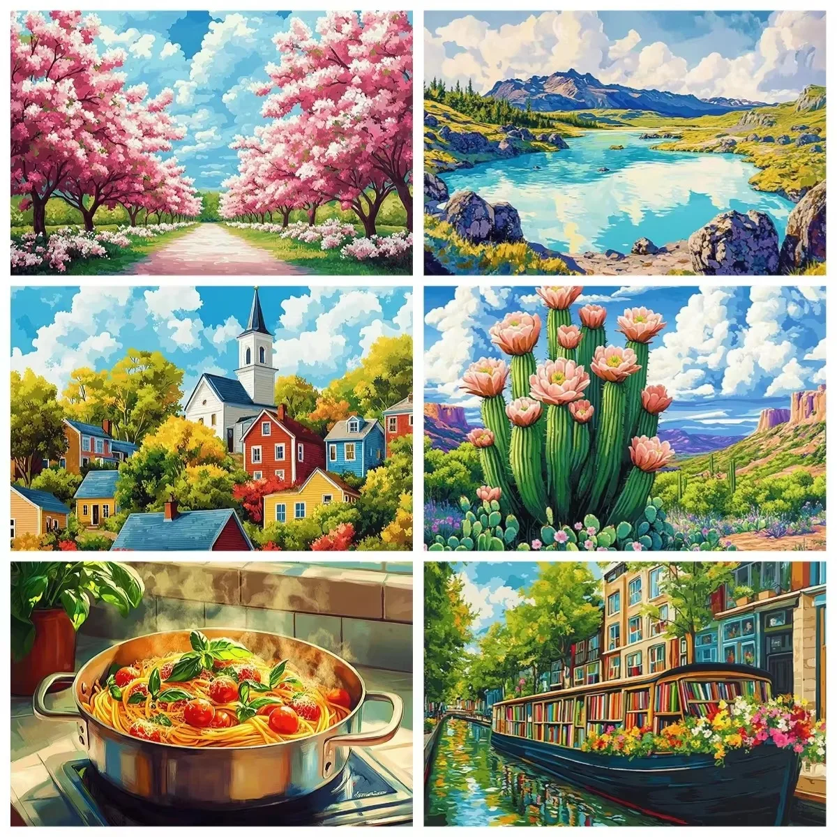 Vibrant Colorful Scenic Landscape Jigsaw Puzzles 500/1000/1200/2000PCS Handmade Art Exquisite Home Decor Gift No Frame