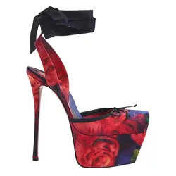 New Design Platform Women High Heeled Sandals for Woman's Square Toe Butterfly-Knot Ankle Riband Thin Heels Shoes Mujer Pumps