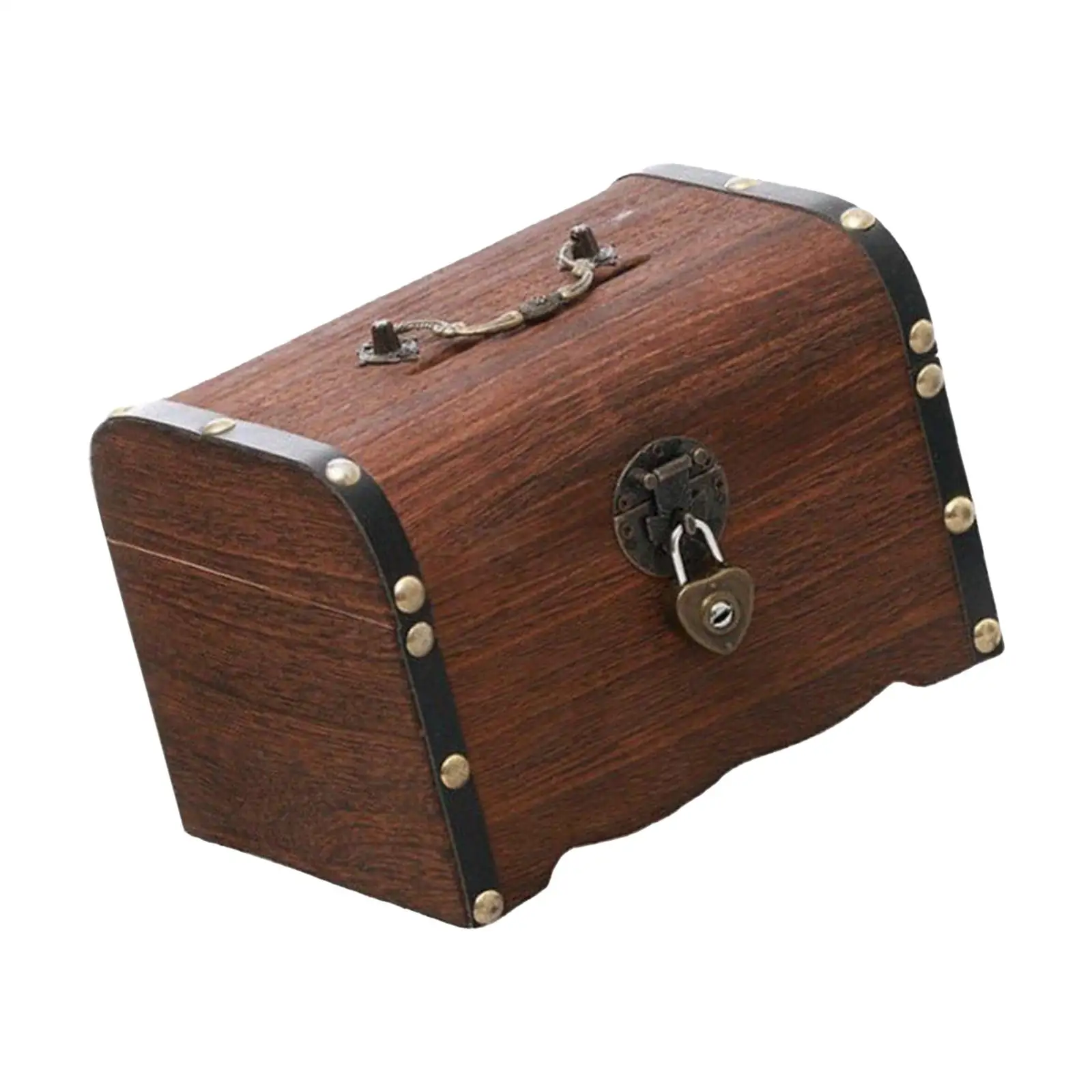 Wooden Box Piggy Bank, Jewelry Storage Case with Lock, Multifunctional Coin Storage Case Vintage Treasure Box for Home Decor,