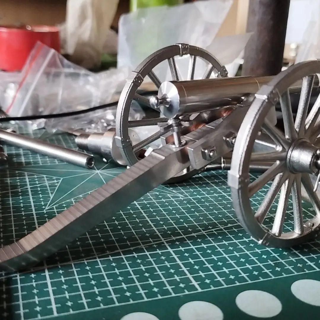 304 Stainless Steel Replica Mini Napoleon 6-Pounder Cannon – Home Decor Desk Ornament for Military Fans view 5