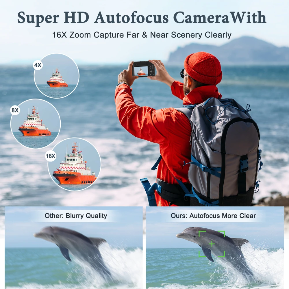 4K 64MP Digital Camera for Photography and Video Autofocus Dual Cameras Vlogging Camera for YouTube 6-Axis Stabilization Camera