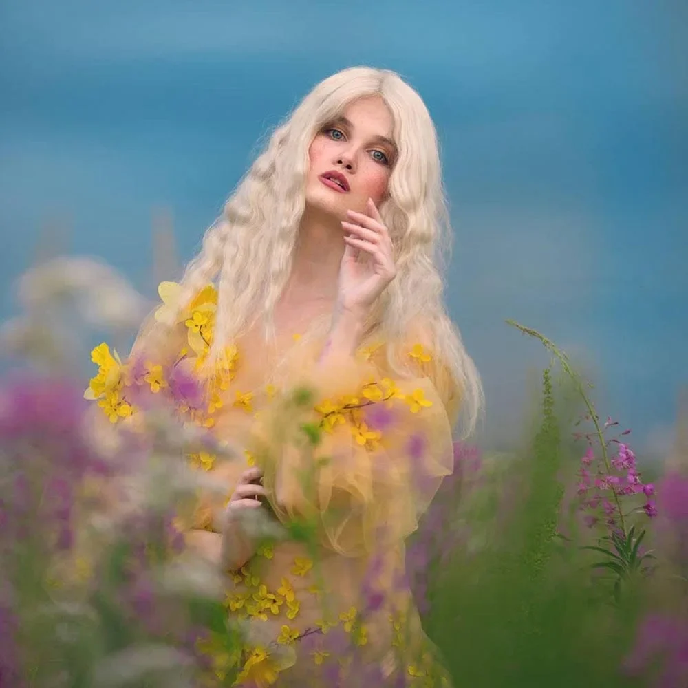 노란색 댄스 파티 드레스 3D 꽃 꽃 파티 가운 패션 v 넥 긴 소매 인쇄 하이 사이드 미사 사진 촬영 이브닝 드레스