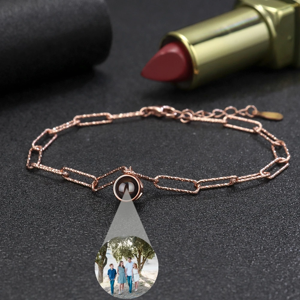 

Custom Photo Projection Photo Bracelet for Women Men Round Pendant Bracelet Personalized Gift Lover Valentine's Day Jewelry