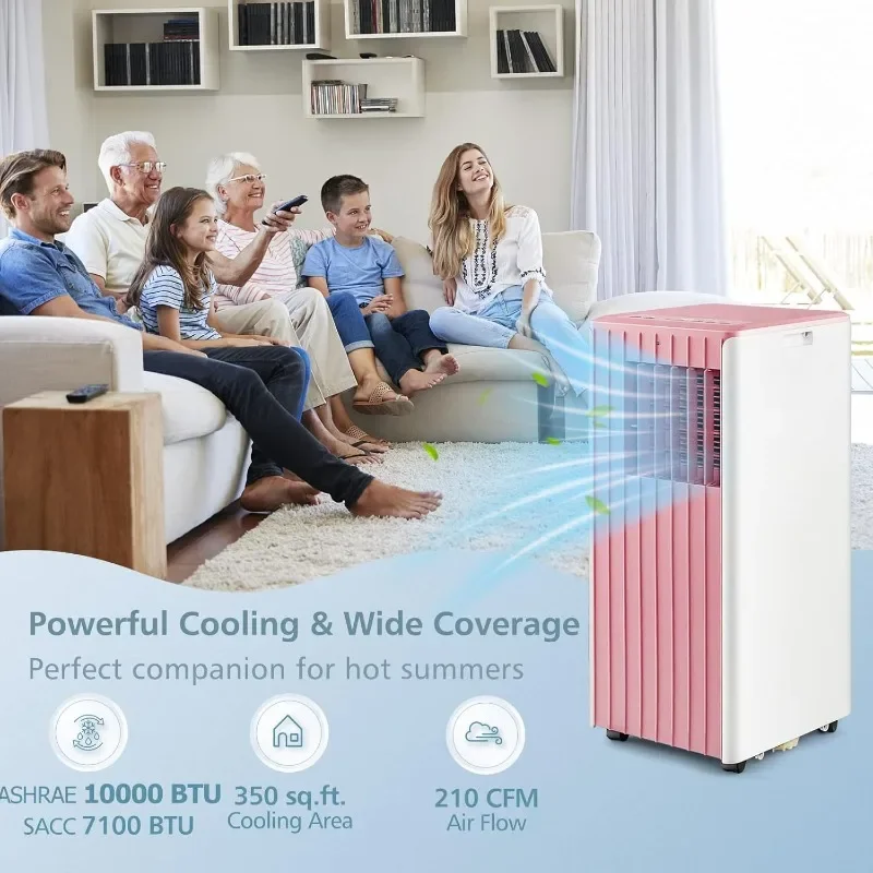 PETSITE 10000 BTU Portable Air Conditioner, 3-in-1 AC Cooling Unit with Remote Control, Dehumidifier & 24H Timer