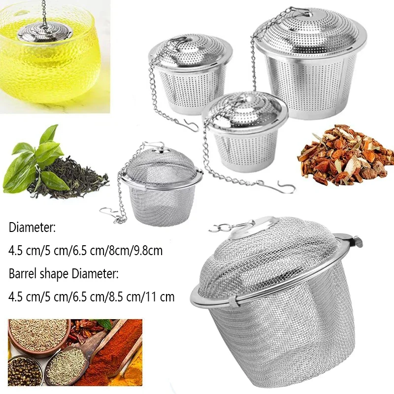 1/2/3Pcs Stainlesss Steel Mesh Herbal Ball ,Reusable Tea Spice Strainer Teakettle Locking Tea Filter Seasoning Ball 4.5-11cm